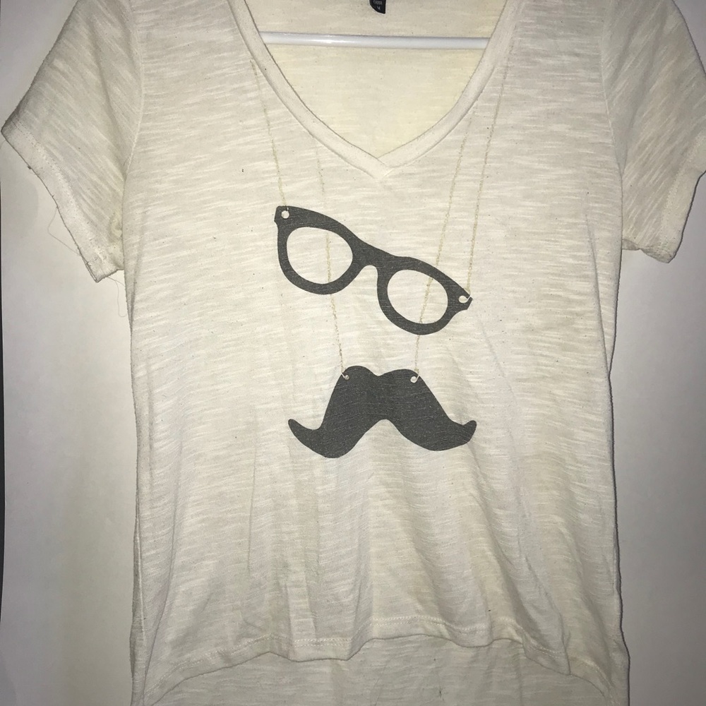 White with Mustache Design